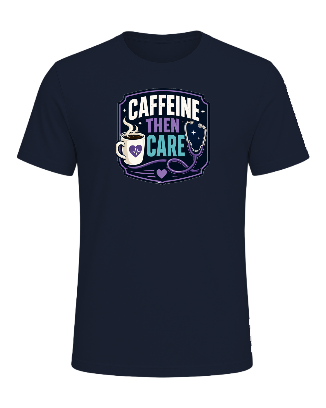 CAFFEINE THEN CARE — Navy