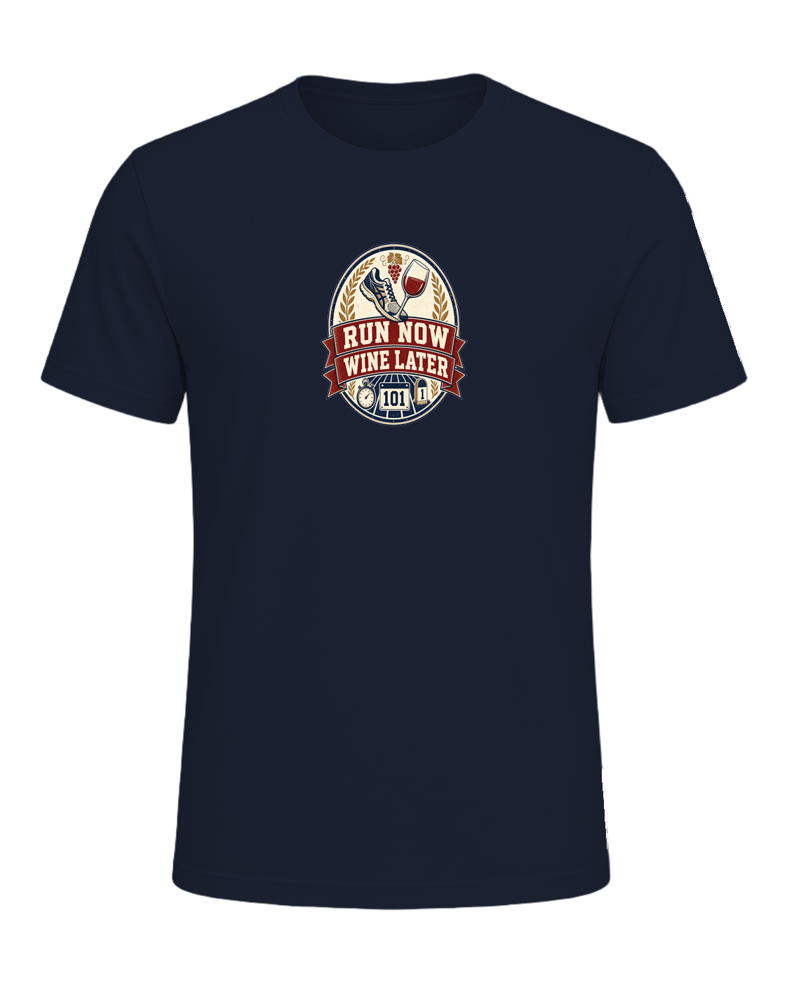 RUN NOW WINE LATER — Navy