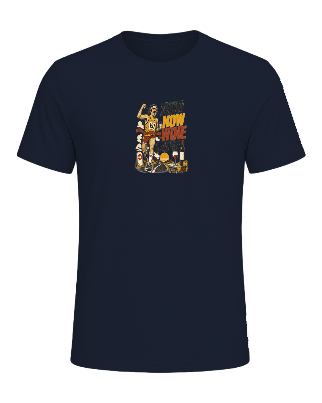RUN NOW WINE LATER — Navy