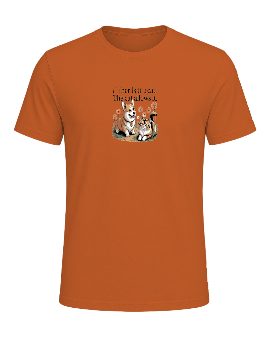 He Herds the Cat. The Cat Allows It. — Orange