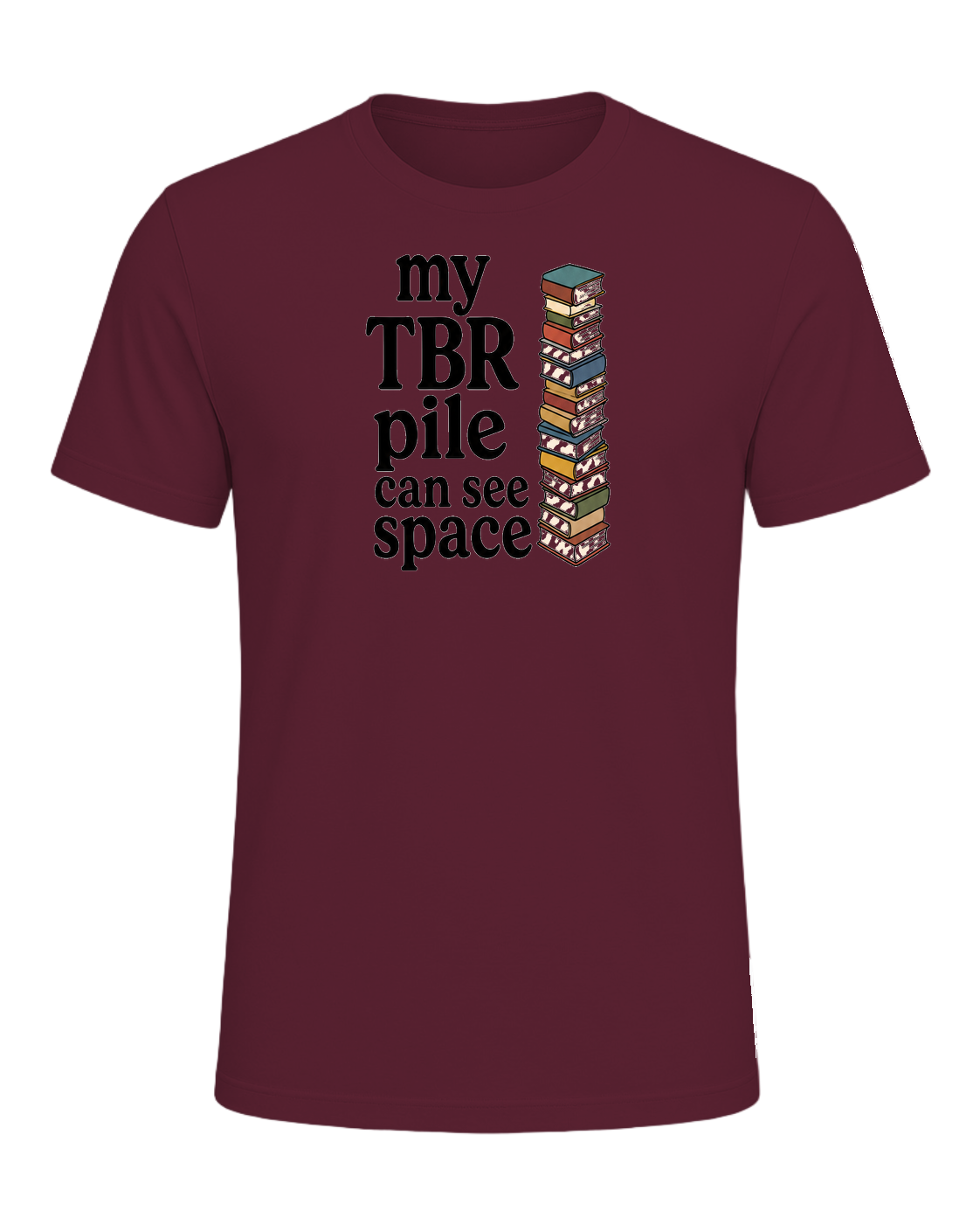 my TBR pile can see space — Maroon