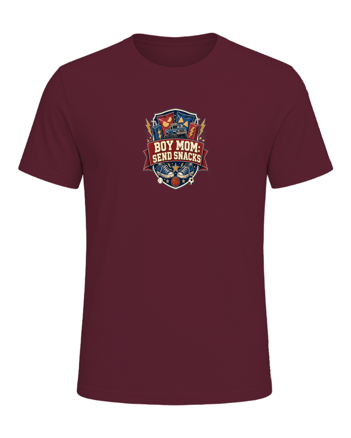 BOY MOM: SEND SNACKS — Maroon