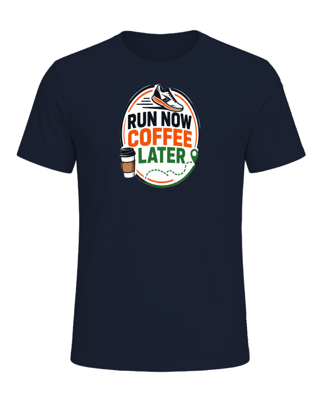 RUN NOW COFFEE LATER — Navy