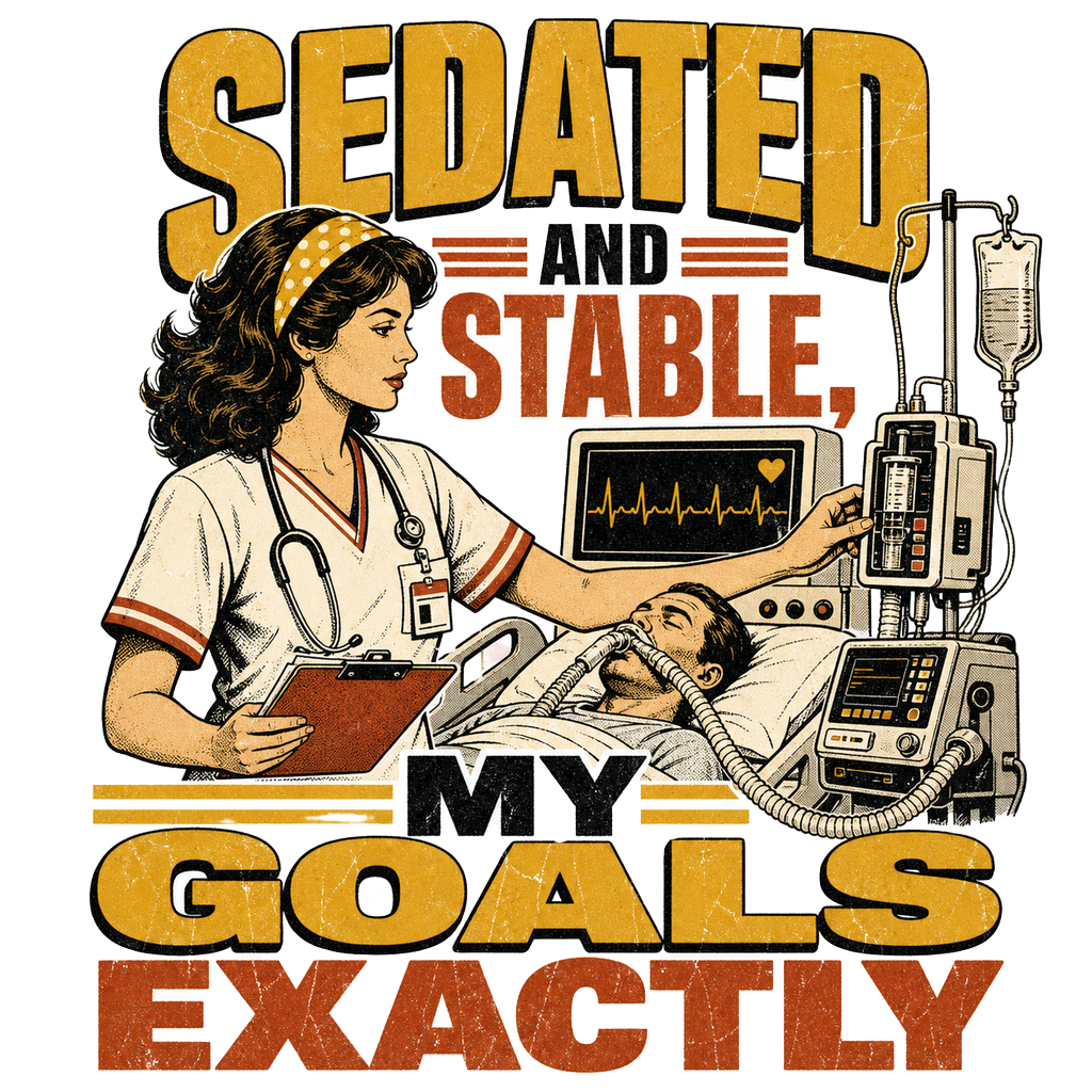 Sedated and stable, my goals exactly